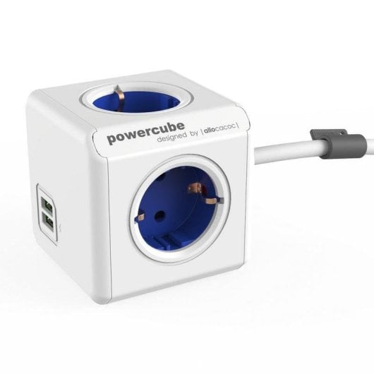 Multiprise PowerCube 1402BL/DEEUPC 4 Prises 2 USB-A 1,5 m Montage Bureau Bleu