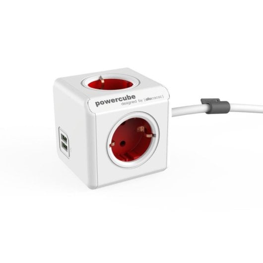 Multiprise PowerCube Extended USB 4 Prises 2 USB 1,5 m Rouge Support