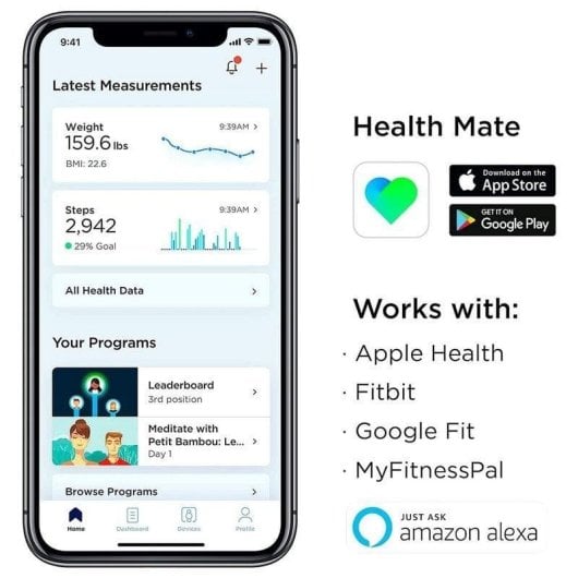 Balança Inteligente Withings Body Até 180 kg IMC WiFi Bluetooth Ecrã LCD