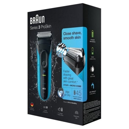 Barbeador Facial Braun Series 3 ProSkin 3010s Recarregável Seco e Molhado 45min Aparador