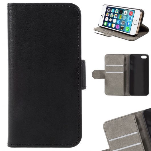 German Tech Funda Libro Elegant Wallet Negra para  iPhone 5/5S/SE