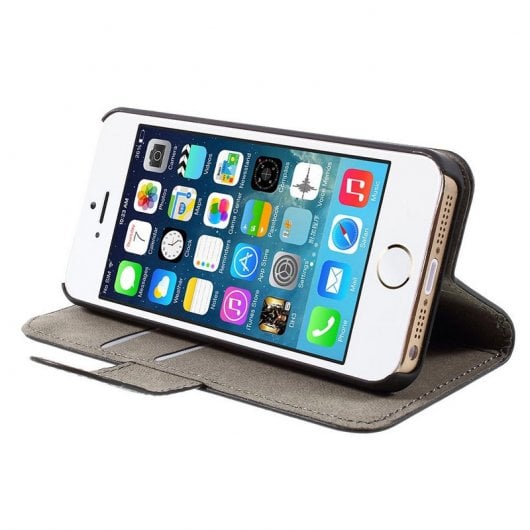 German Tech Funda Libro Elegant Wallet Negra para  iPhone 5/5S/SE
