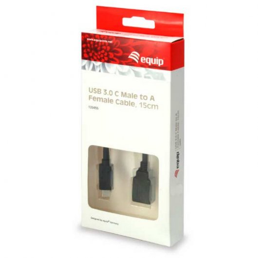 Equip Cable USB Tipo C Macho a USB Tipo A Hembra 15cm Negro