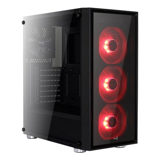 Aerocool Quartz USB 3.0 LED Vermelho Vidro Temperado