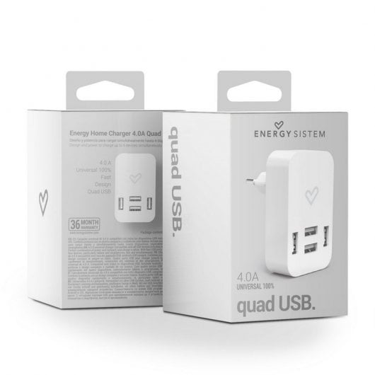 Energy Sistem Home Charger 4.0A Quad USB Cargador de Pared USB 4 Puertos