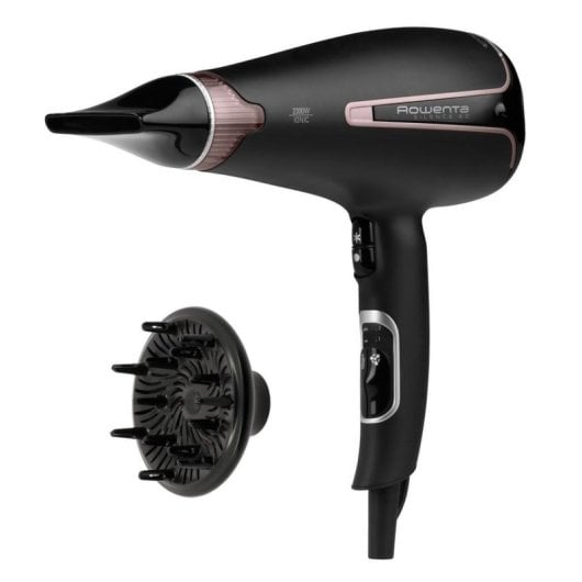 Sèche-cheveux Ionique Professionnel Rowenta Silence AC CV7920F0 2300W 6 Températures 3 Vitesses Accessoires Noir Or Rosé