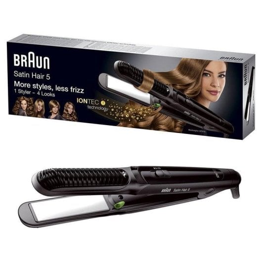 Prancha de Cabelo Cerâmica Braun Satin Hair 5 ST570 200ºC 3 Definições Iónica Preto