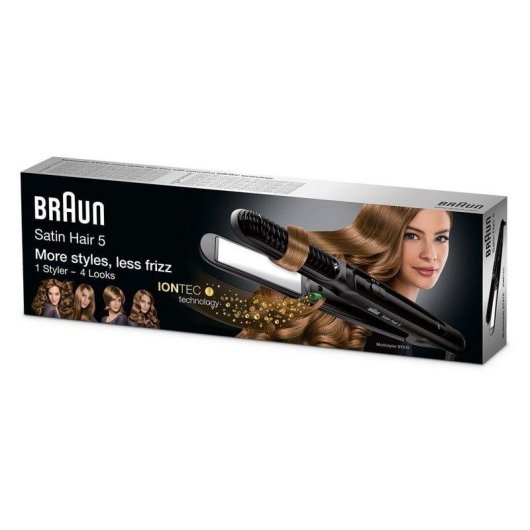 Prancha de Cabelo Cerâmica Braun Satin Hair 5 ST570 200ºC 3 Definições Iónica Preto