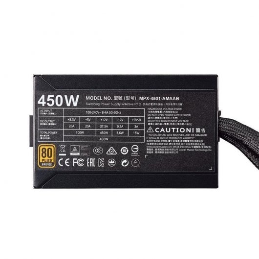 Cooler Master MasterWatt Series 450W 80 Plus Bronze Semi Modular