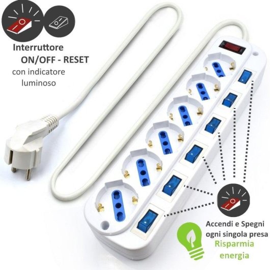 Steckdosenleiste Ewent EW3932-3M 6 Steckplätze mit Überspannungsschutz Schalter 3 m