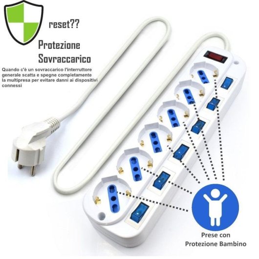 Steckdosenleiste Ewent EW3932-3M 6 Steckplätze mit Überspannungsschutz Schalter 3 m