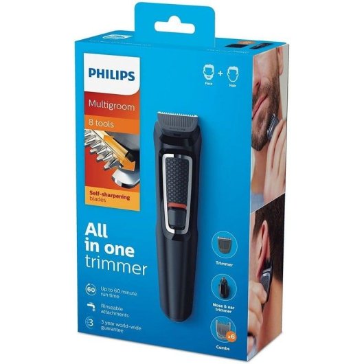 Tagliacapelli Multifunzione Philips MG3730/15 Series 3000 senza Fili 60min 8 Pettini
