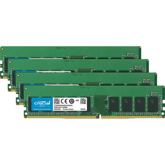 Crucial DDR4 2400 PC4-19200 64GB 4x16GB CL17 ECC