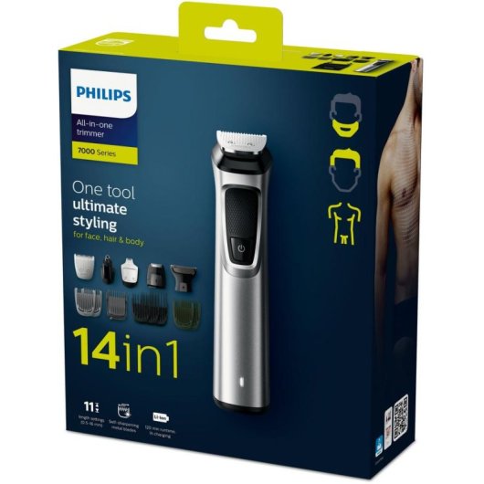 Aparador Multifunções Philips MG7720/15 Recarregável 120min Seco e Molhado 14 Pentes Carga Rápida