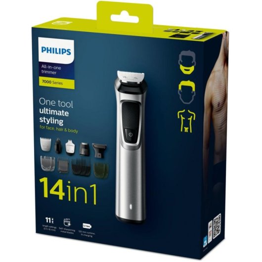 Aparador Multifunções Philips MG7720/15 Recarregável 120min Seco e Molhado 14 Pentes Carga Rápida
