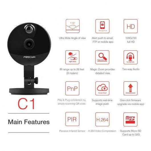 Foscam C1 720P HD WIFI Cámara IP de Seguridad