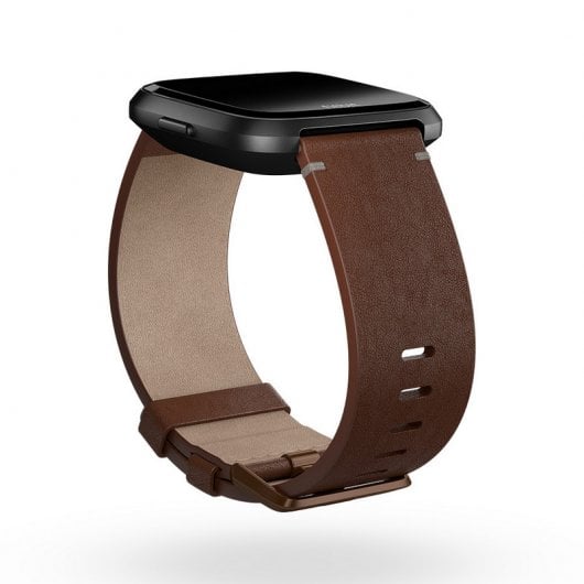 Fitbit Horween Bracelete de Couro Cognac Pequena para Versa