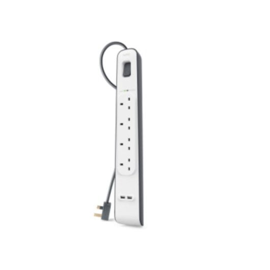 Steckdosenleiste Belkin BSV401VF2M 4 Steckplätze mit Schutz 2 USB-A 2 m Kabellänge