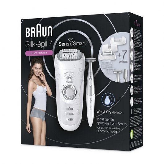 Braun Silk-épil 7 SensoSmart 7/890 Depiladora Inalámbrica Wet & Dry Plata