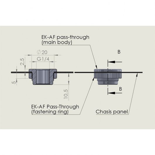 EKWB EK-AF Pass-Through G1/4 Negro