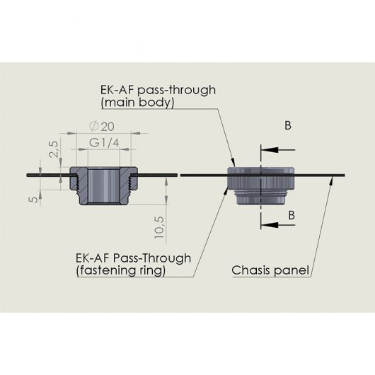 EKWB EK-AF Passante G1/4 Nero