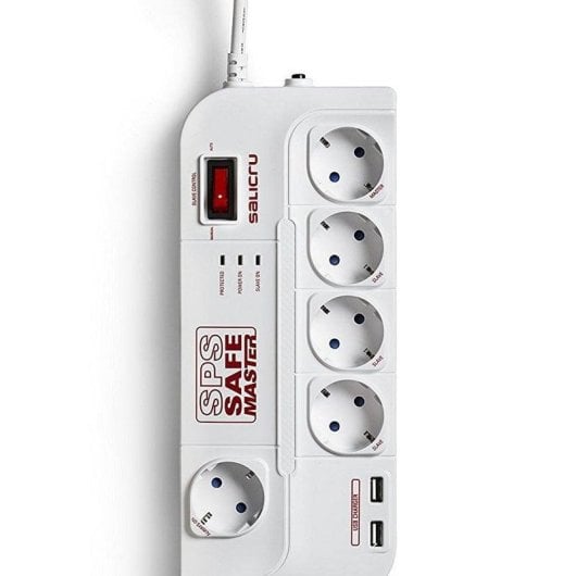 Salicru SPS Safe Master Regleta con Protección Eléctrica 5 Enchufes + 2 USB A Blanco