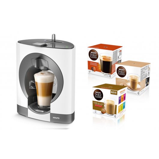 Pack Krups Oblo Cafetera Dolce Gusto Blanco + 3 Packs de Café