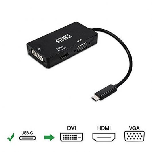 Nanocable Conversor USB-C a VGA/DVI/HDMI USB-C/M-VGA/H-DVI/H-HDMI/H Negro 10 cm