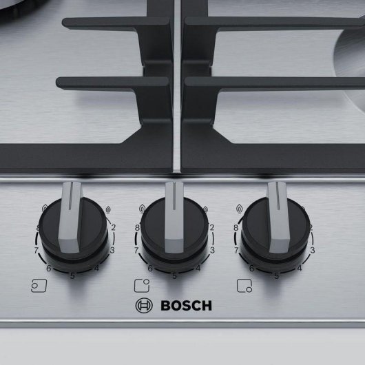 Bosch Serie 6 PCC6A5B90 Placa de Gas 3 Fuegos Acero Inoxidable Reacondicionado