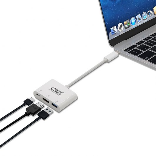 Nanocable Conversor 3 en 1 USB-C a HDMI/USB 3.0/USB-C 15cm