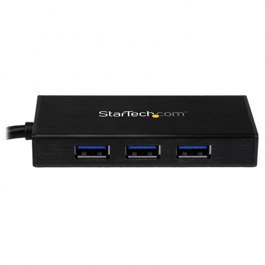 StarTech.com Hub USB 3.0 (5Gbps) a 3 porte portatile con NIC Gigabit Ethernet - In alluminio con cavo integrato