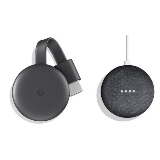 Google Chromecast + Google Home Mini Altavoz Inteligente y Asistente Carbón