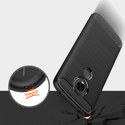 German Tech Elite Carbon Funda Negra para Motorola Moto E5 Plus