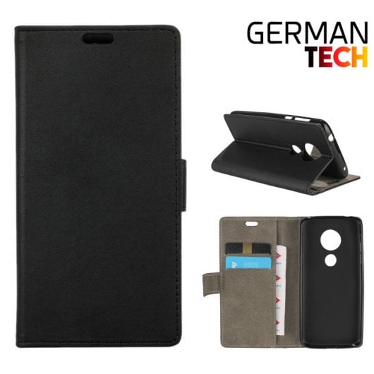 German Tech Funda Libro Negra para Motorola Moto E5 Plus