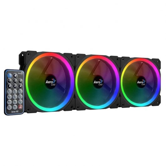 Aerocool Orbit RC Pack 3 Ventiladores RGB 120mm + Mando a Distancia