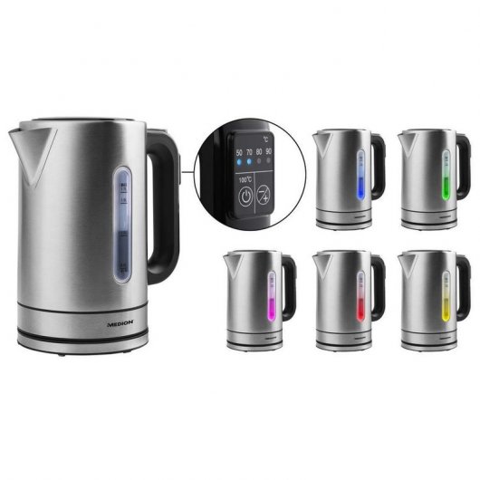 Medion MD 17385 Hervidor de Agua Eléctrico 2200W Acero Inoxidable