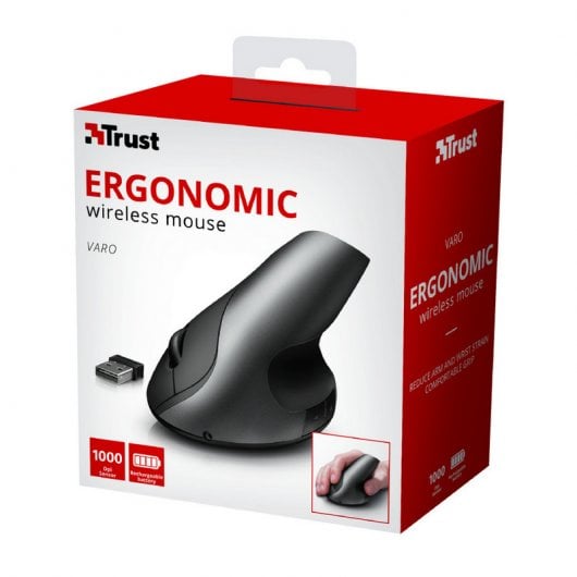 Trust Varo Ratón Ergonómico Inalámbrico Negro