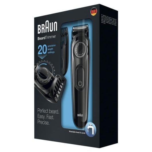 Tondeuse Barbe Visage Braun BT 3022 Sans Fil 40min Sec 20 Réglages 1 Sabot