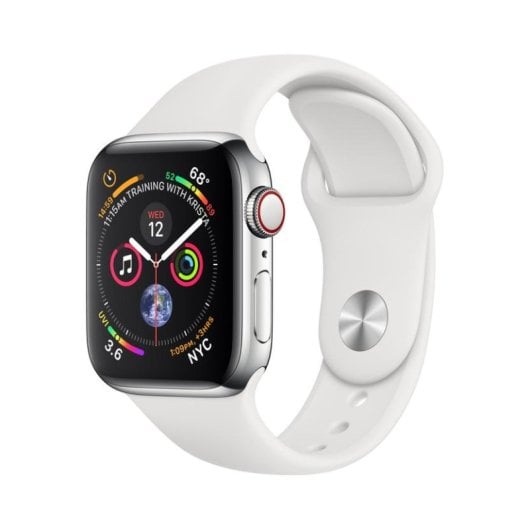 Apple Watch Series 4 GPS + Cellular 40mm OLED Acier Inoxydable Argent Blanc S/L Etanche 4G Pulsomètre