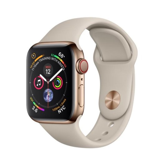 Apple Watch Series 4 GPS + Cellular 40mm Acero Inoxidable Dorado con Correa Deportiva Piedra