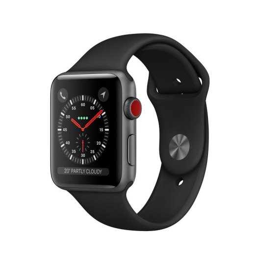Apple Watch Series 3 GPS Cellular 38mm OLED Aluminium Gris Sidéral Bracelet Sport Noir M Étanche 50 m Cardiofréquencemètre