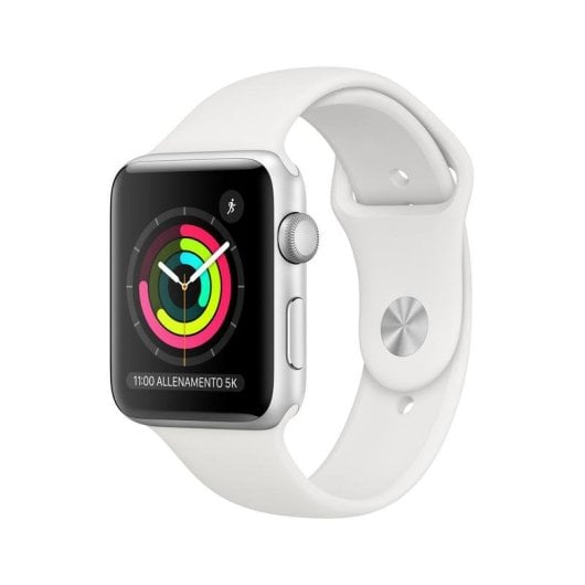 Apple Watch Series 3 GPS 42mm OLED Alluminio Argento Cinturino Bianco S/M-M/L Waterproof