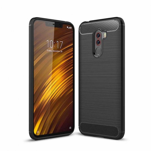 German Tech Elite Carbon Funda Negra para Xiaomi Pocophone F1