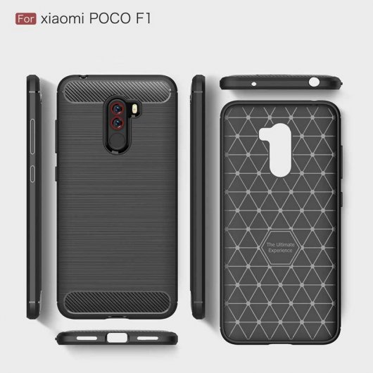 German Tech Elite Carbon Funda Negra para Xiaomi Pocophone F1