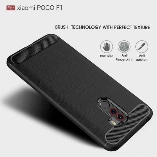 German Tech Elite Carbon Funda Negra para Xiaomi Pocophone F1
