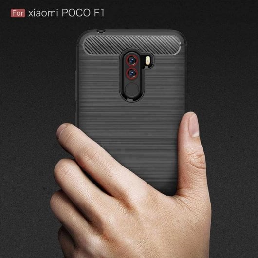 German Tech Elite Carbon Funda Negra para Xiaomi Pocophone F1