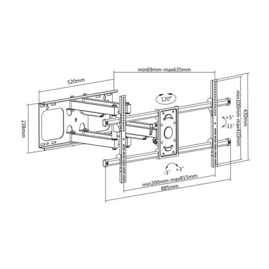 Equip Soporte de Pared para Pantalla 37"- 90" Doble Brazo VESA 816x410 Max 75Kg