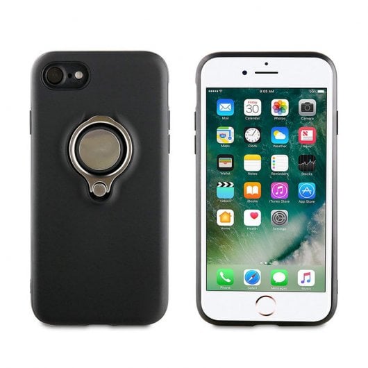 Muvit Ring Magnética Funda Negra para Apple iPhone 8/7