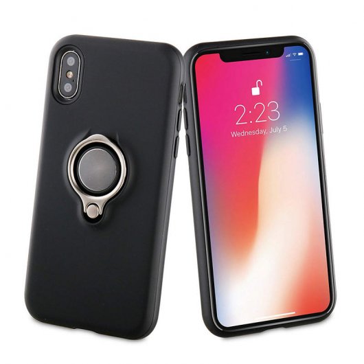 Muvit Ring Magnética Funda Negra para Apple iPhone X