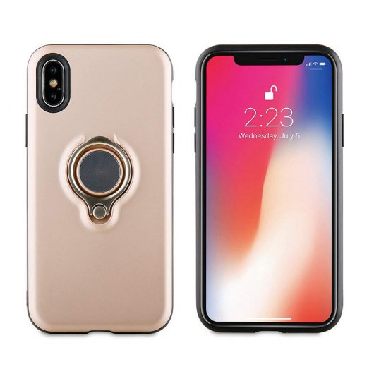 Muvit Ring Magnética Funda Rosa Oro para Apple iPhone X